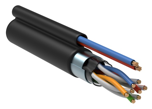 ITK Витая пара F/UTP кат.5E 4х2х24AWG solid LDPE + кабель питания 2х0,75мм2 305м черный | код LC3-C5E04-379 | IEK